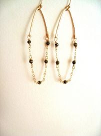 Pyrite and gold earrings by Vitrine at Etsy